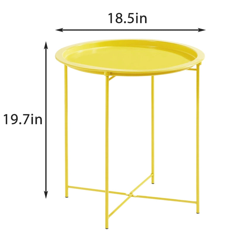 Table d'appoint/de chevet, pliable ronde en métal, antirouille et étanche, pour l'extérieur, le salon, la chambre à coucher