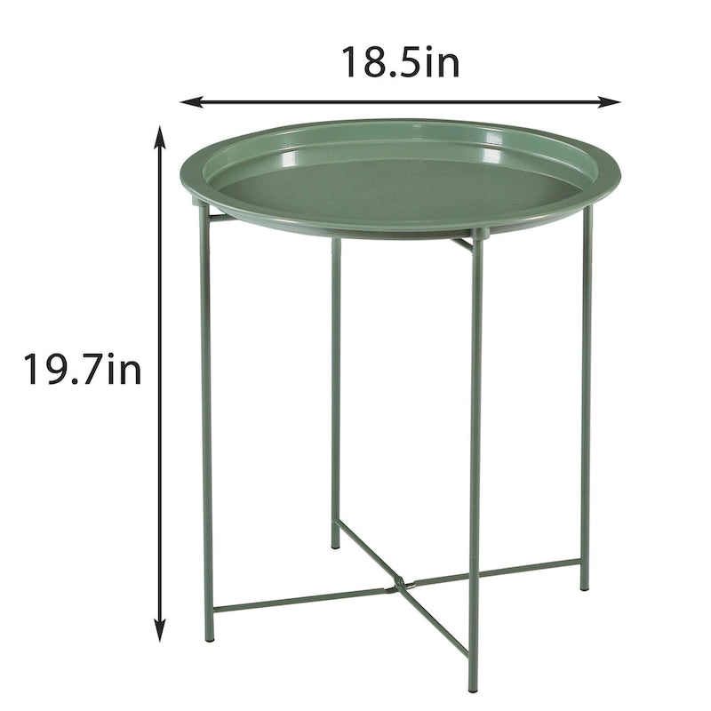 Table d'appoint/de chevet, pliable ronde en métal, antirouille et étanche, pour l'extérieur, le salon, la chambre à coucher