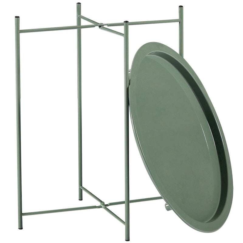 Table d'appoint/de chevet, pliable ronde en métal, antirouille et étanche, pour l'extérieur, le salon, la chambre à coucher