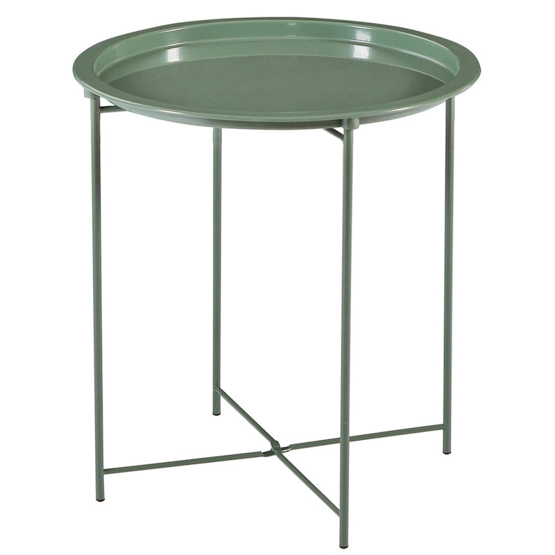 Table d'appoint/de chevet, pliable ronde en métal, antirouille et étanche, pour l'extérieur, le salon, la chambre à coucher