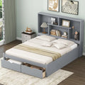 Lit plateforme Queen Size avec tête de lit de rangement et 2 tiroirs