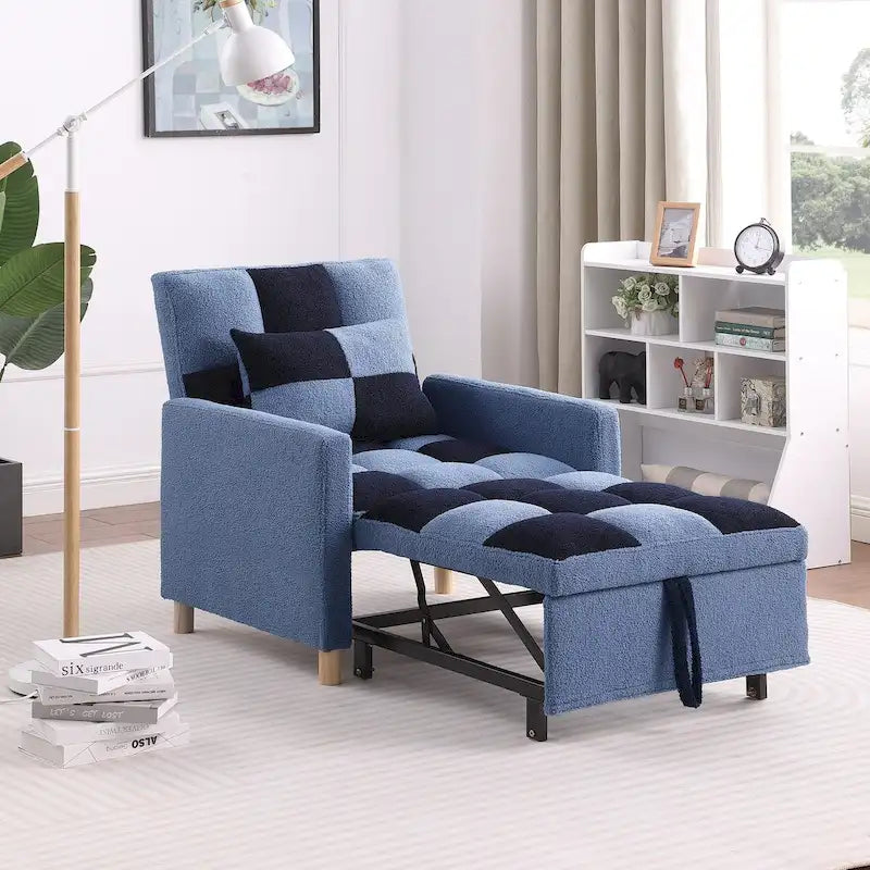 Fauteuil lit convertible 3-en-1, canapé simple (noir blanc)