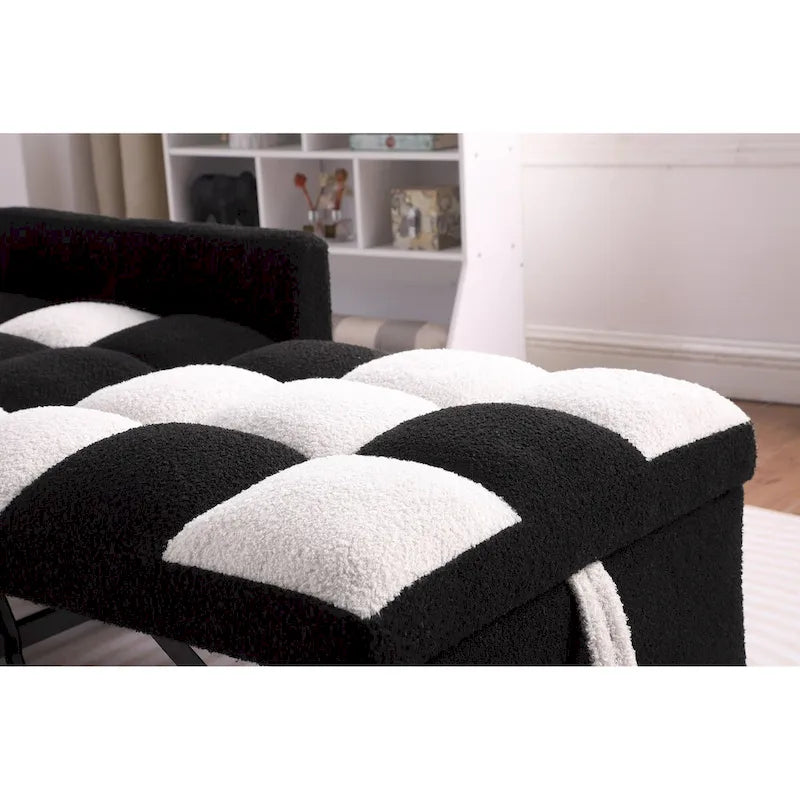 Fauteuil lit convertible 3-en-1, canapé simple (noir blanc)