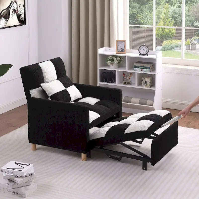 Fauteuil lit convertible 3-en-1, canapé simple (noir blanc)