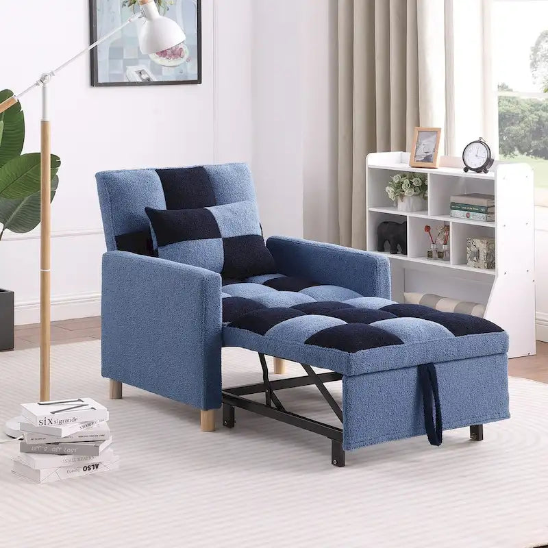 Fauteuil lit convertible 3-en-1, canapé simple (noir blanc)