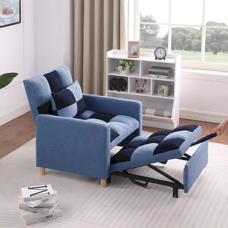 Fauteuil lit convertible 3-en-1, canapé simple (noir blanc)