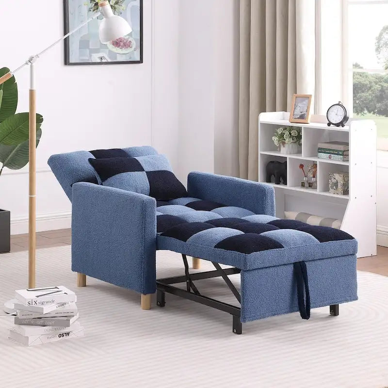 Fauteuil lit convertible 3-en-1, canapé simple (noir blanc)