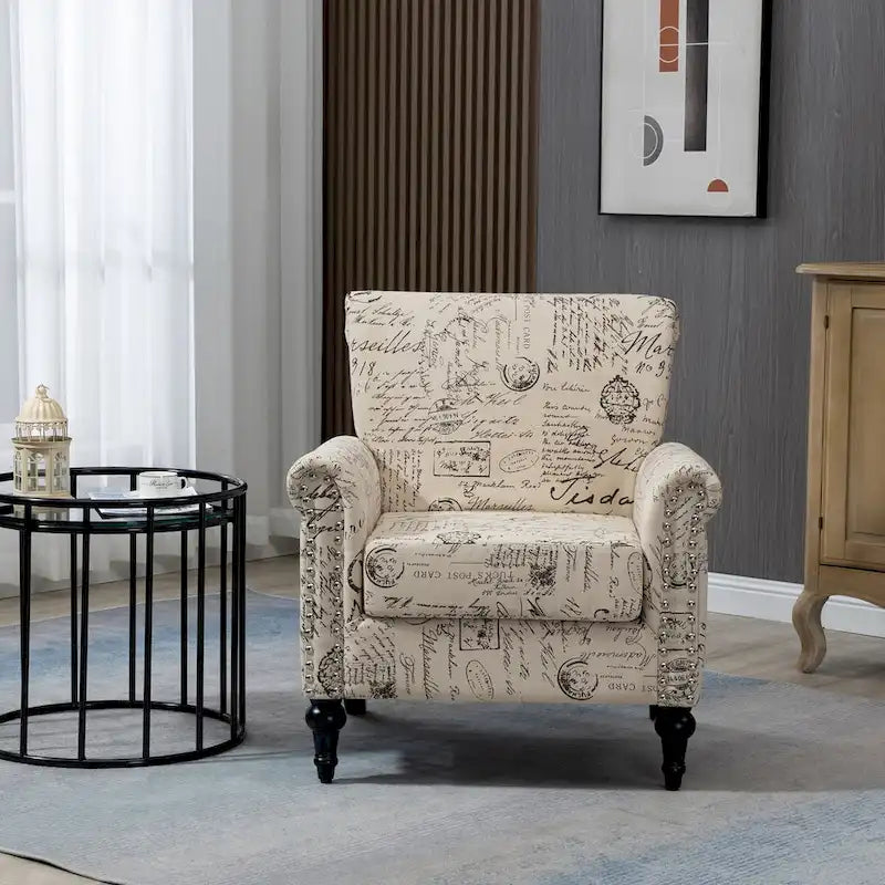 Fauteuil d'appoint Mid-Century Modern Rembourré, Fauteuil de Salon, Canapé Simple pour Salon