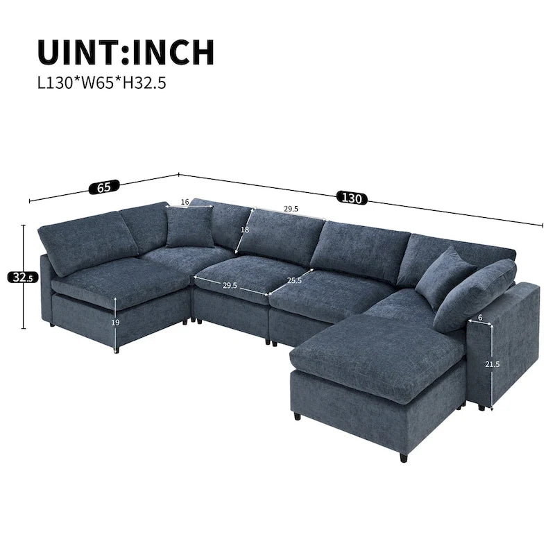 Canapé-lit modulaire 6 places en chenille
