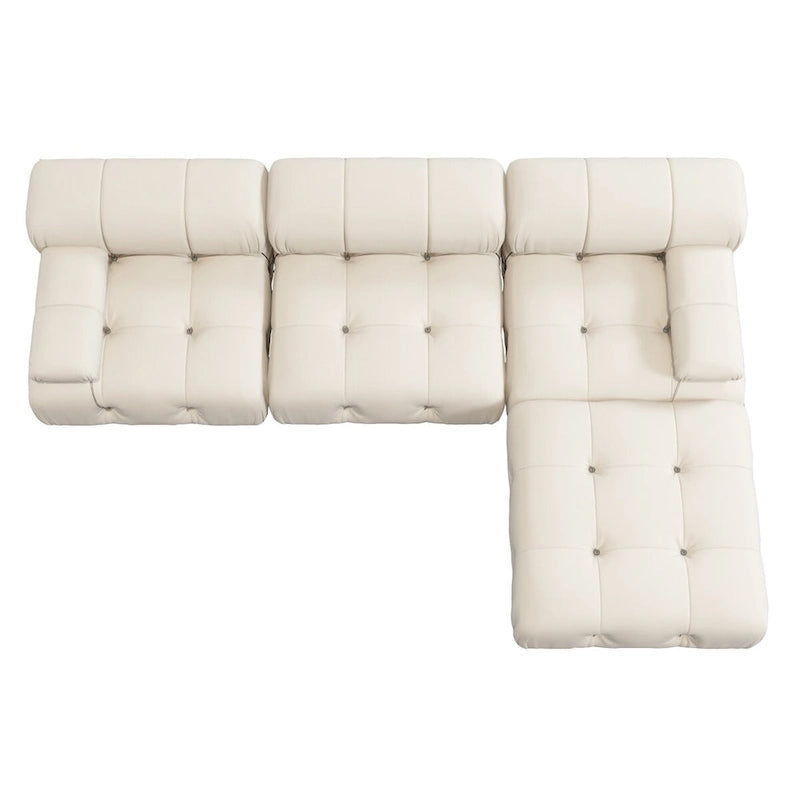 Canapé d'angle 104 places, Canapé minimaliste en velours avec méridienne réversible et pouf.