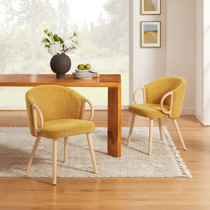 Chaise de salle à manger en bois avec accents en tissu moderne