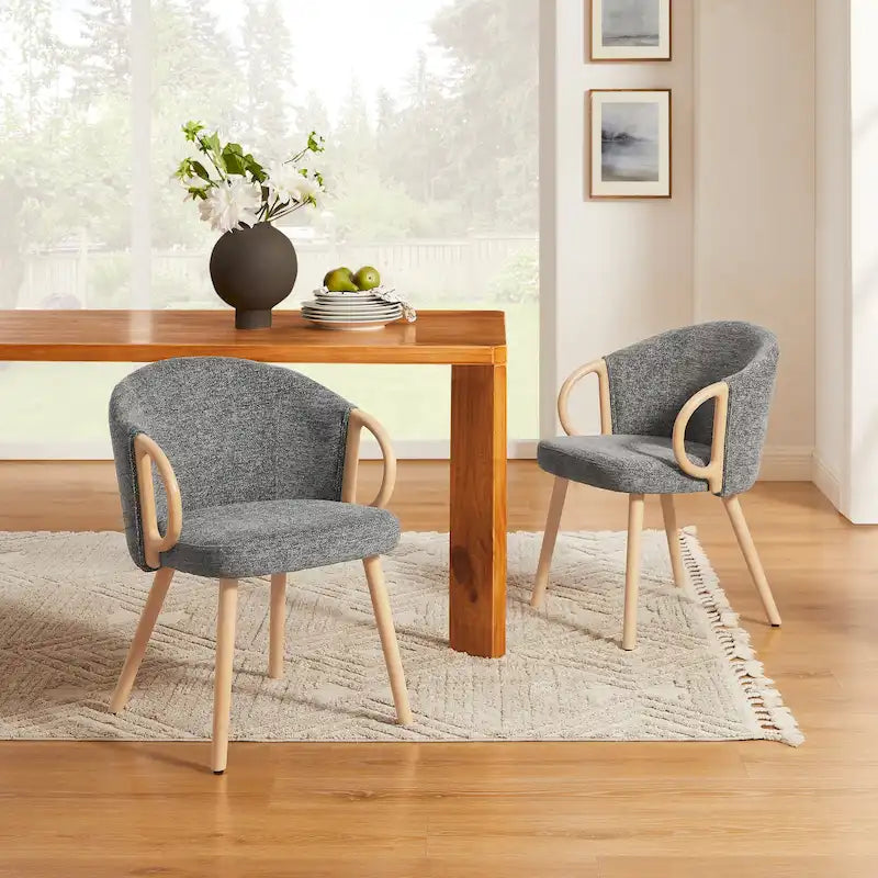 Chaise de salle à manger en bois avec accents en tissu moderne