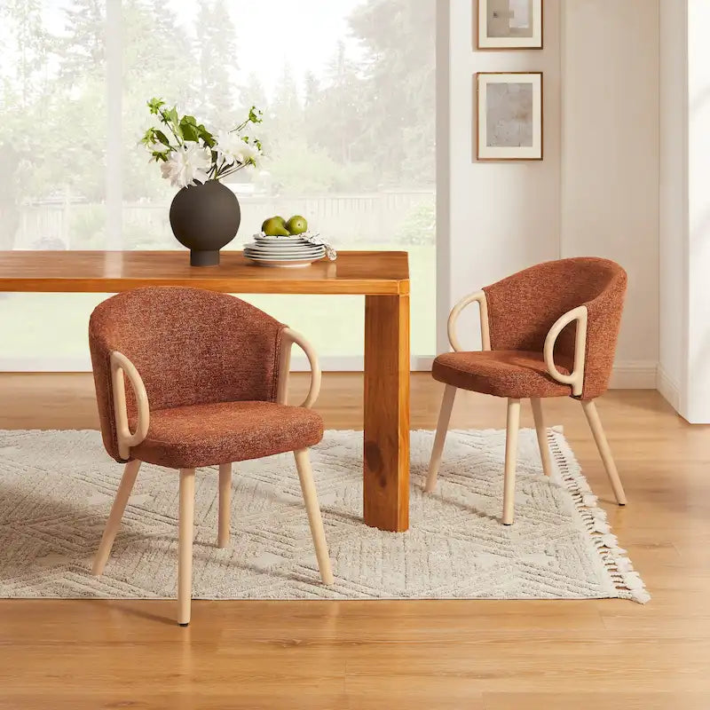 Chaise de salle à manger en bois avec accents en tissu moderne