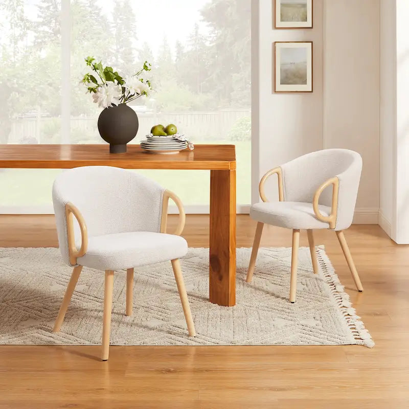 Chaise de salle à manger en bois avec accents en tissu moderne