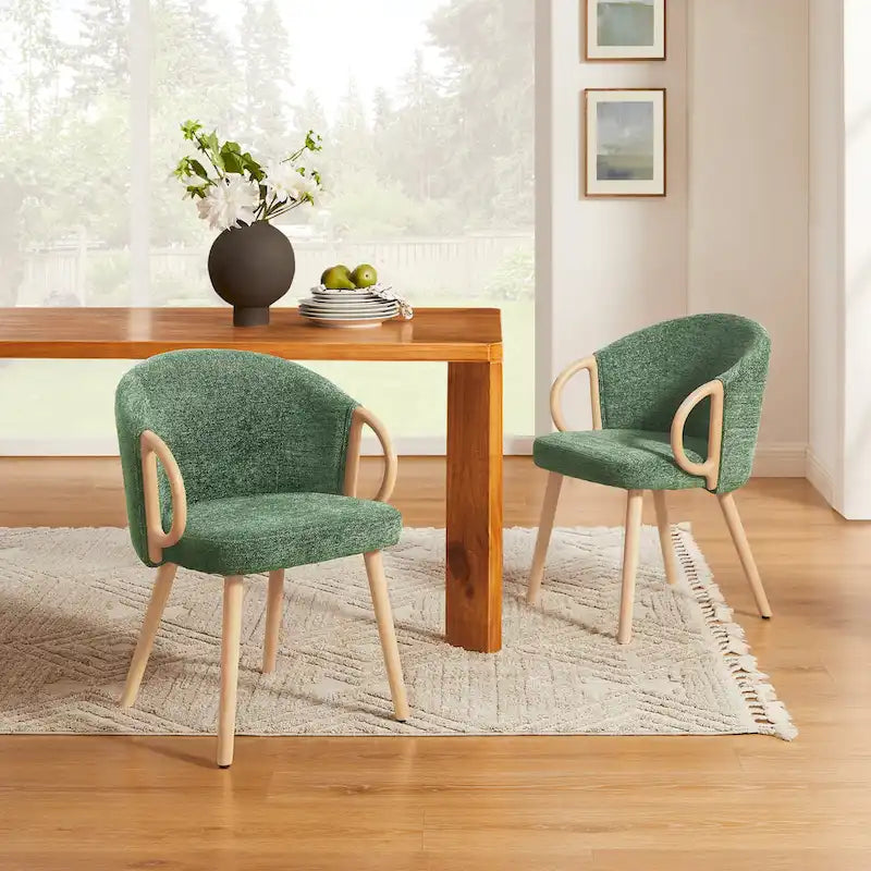 Chaise de salle à manger en bois avec accents en tissu moderne