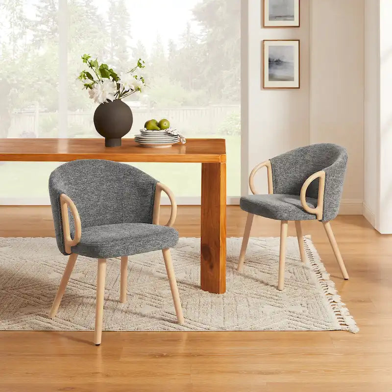 Chaise de salle à manger en bois avec accents en tissu moderne