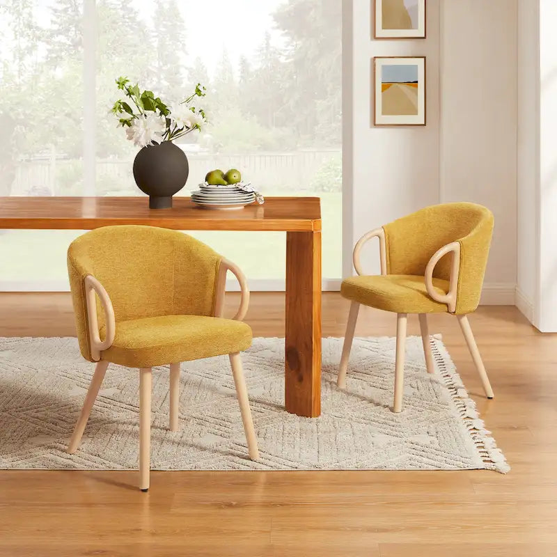 Chaise de salle à manger en bois avec accents en tissu moderne