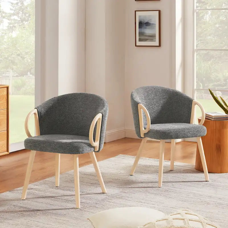 Chaise de salle à manger en bois avec accents en tissu moderne