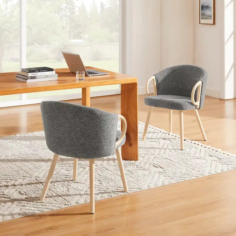 Chaise de salle à manger en bois avec accents en tissu moderne