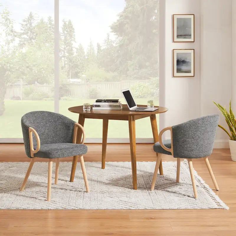 Chaise de salle à manger en bois avec accents en tissu moderne