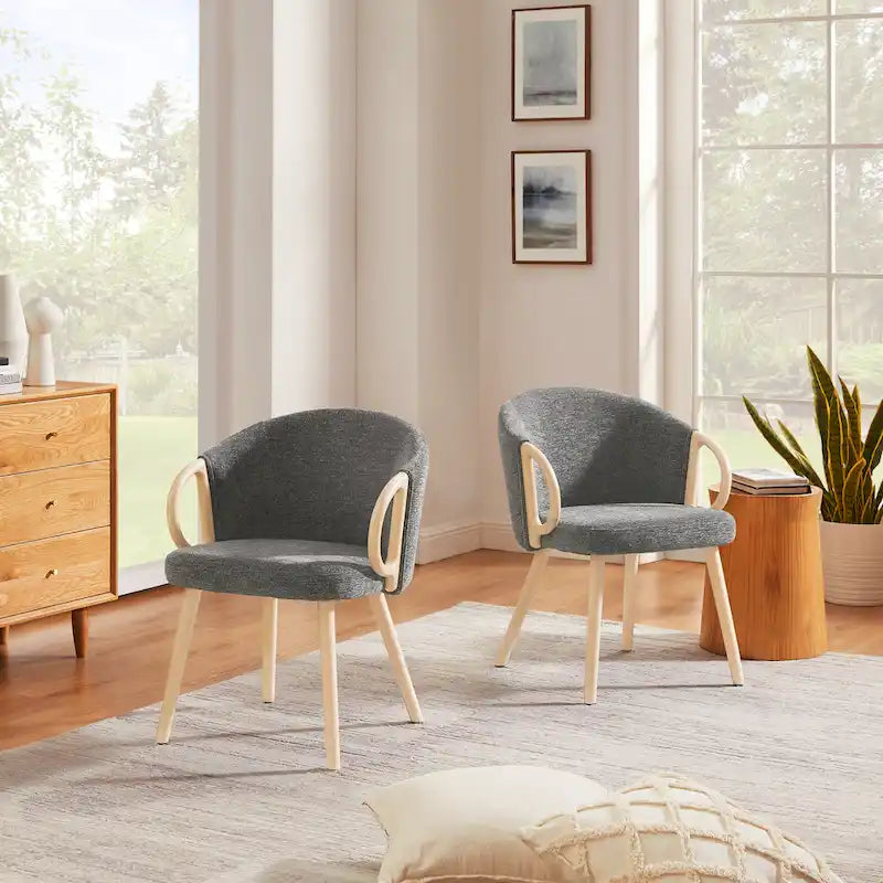 Chaise de salle à manger en bois avec accents en tissu moderne