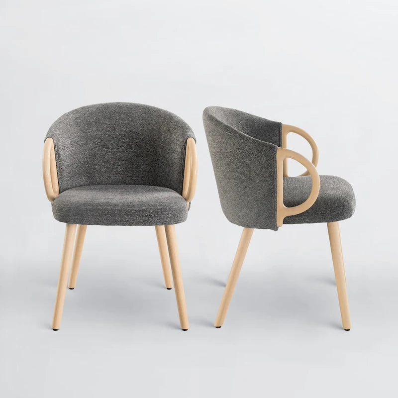 Chaise de salle à manger en bois avec accents en tissu moderne
