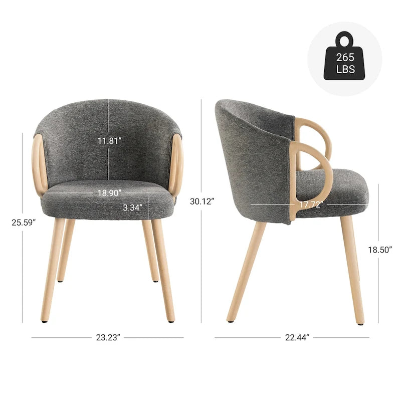 Chaise de salle à manger en bois avec accents en tissu moderne