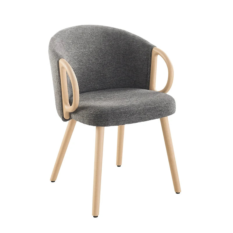 Chaise de salle à manger en bois avec accents en tissu moderne