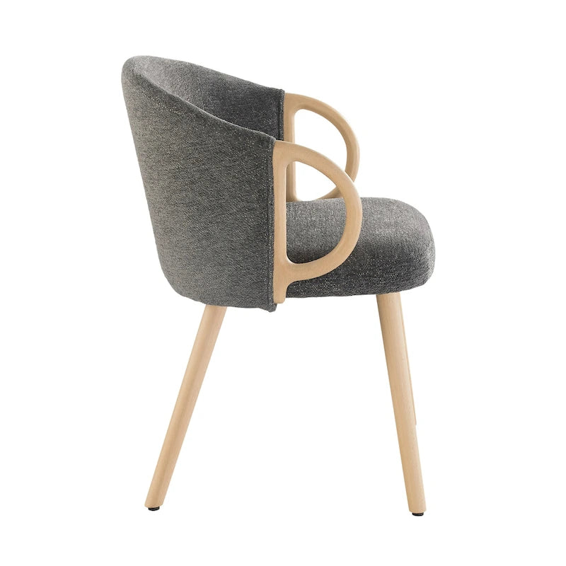 Chaise de salle à manger en bois avec accents en tissu moderne