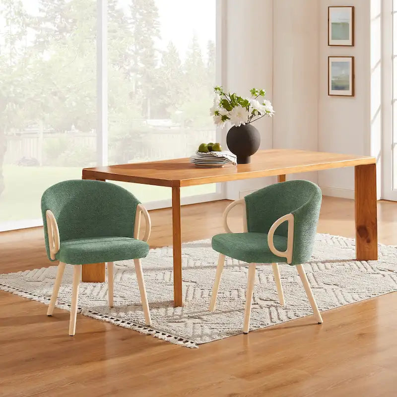 Chaise de salle à manger en bois avec accents en tissu moderne