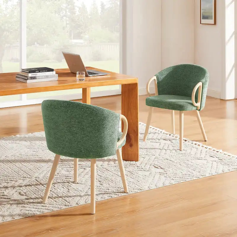 Chaise de salle à manger en bois avec accents en tissu moderne