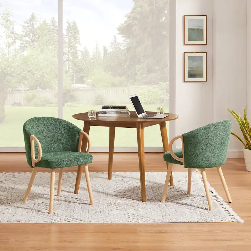 Chaise de salle à manger en bois avec accents en tissu moderne