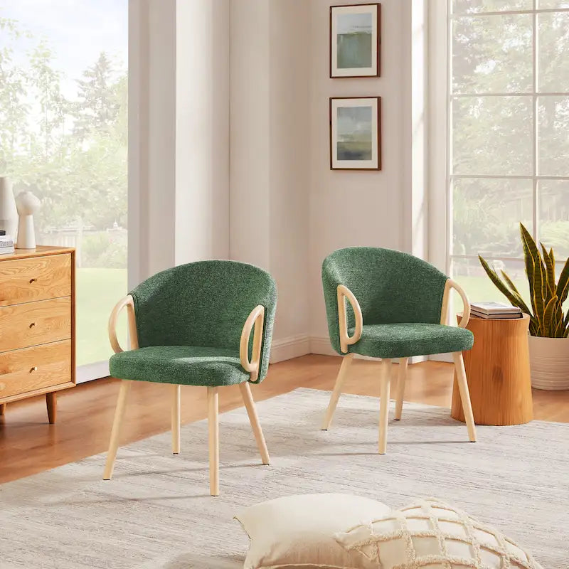 Chaise de salle à manger en bois avec accents en tissu moderne