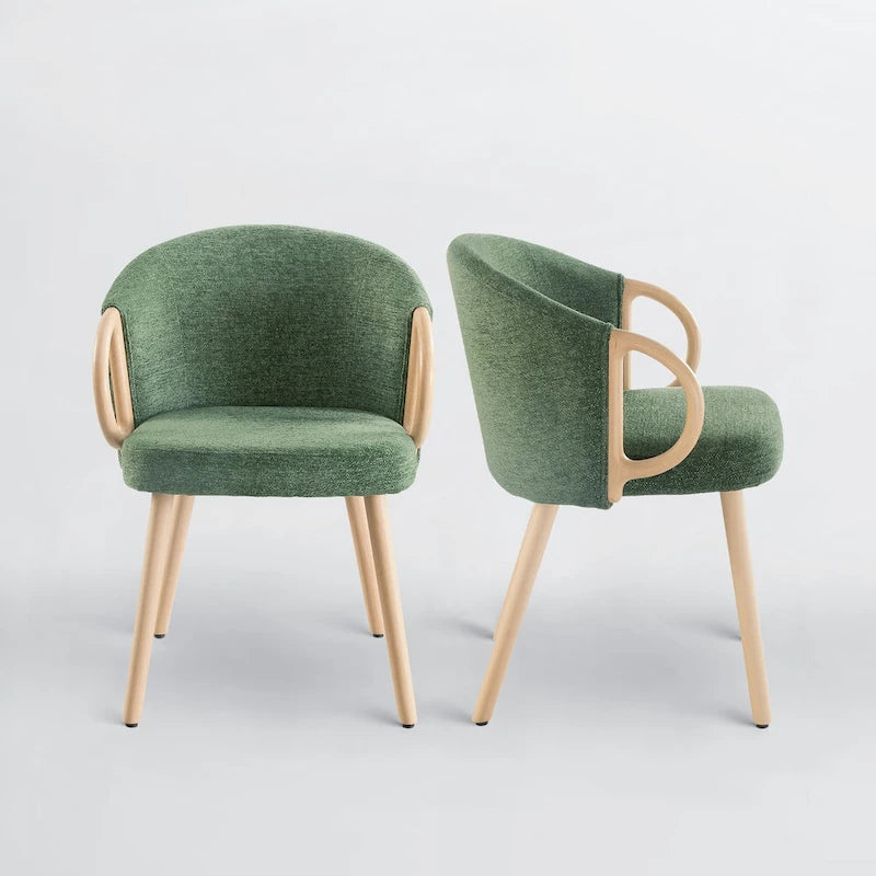 Chaise de salle à manger en bois avec accents en tissu moderne