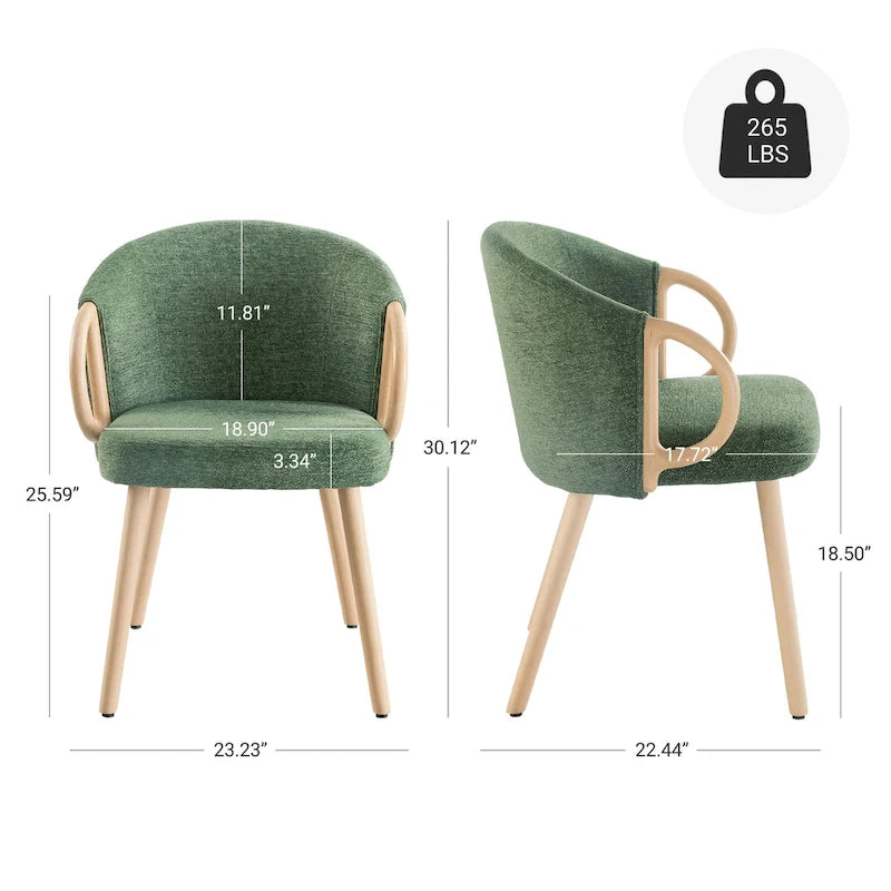 Chaise de salle à manger en bois avec accents en tissu moderne