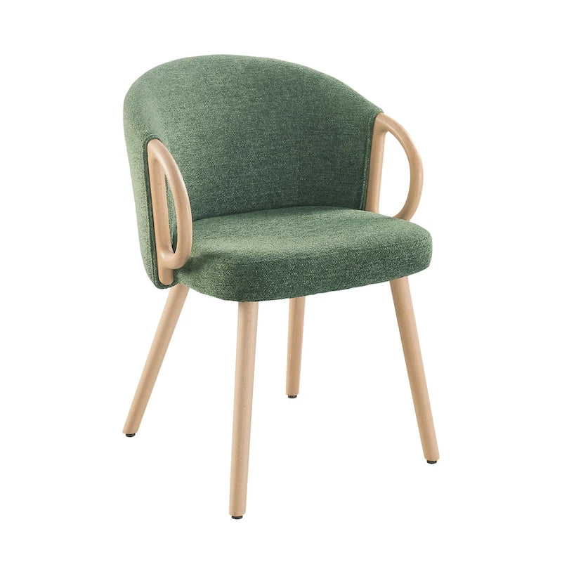 Chaise de salle à manger en bois avec accents en tissu moderne