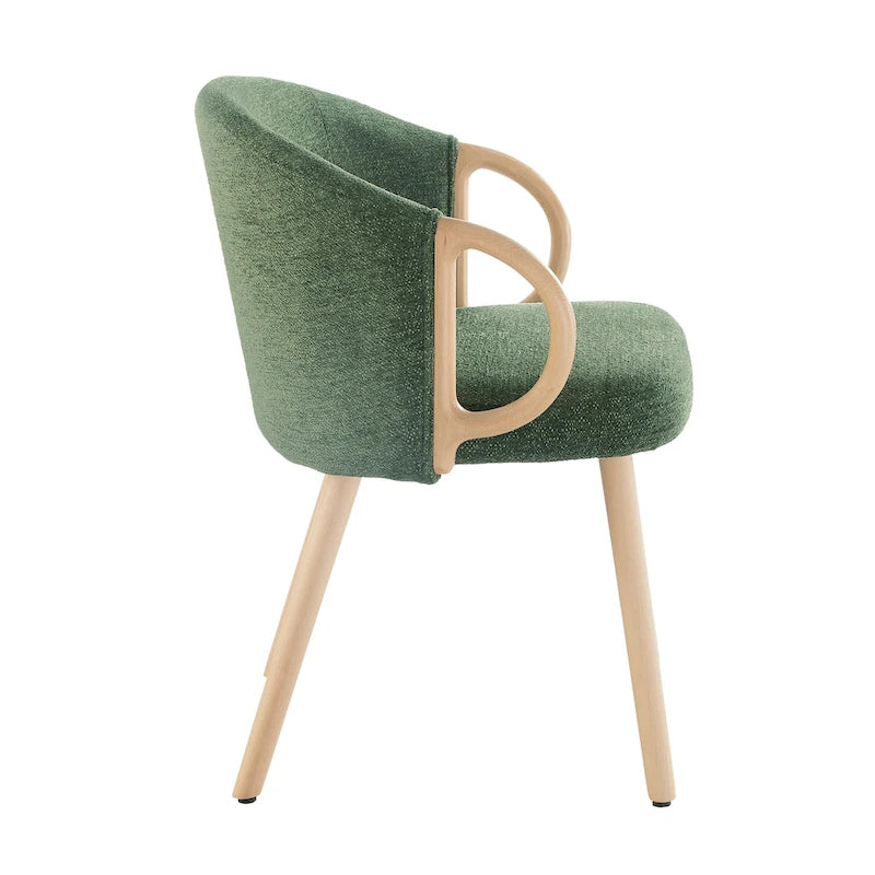 Chaise de salle à manger en bois avec accents en tissu moderne