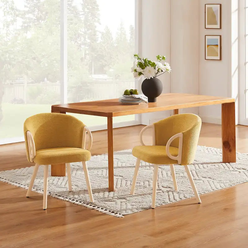 Chaise de salle à manger en bois avec accents en tissu moderne