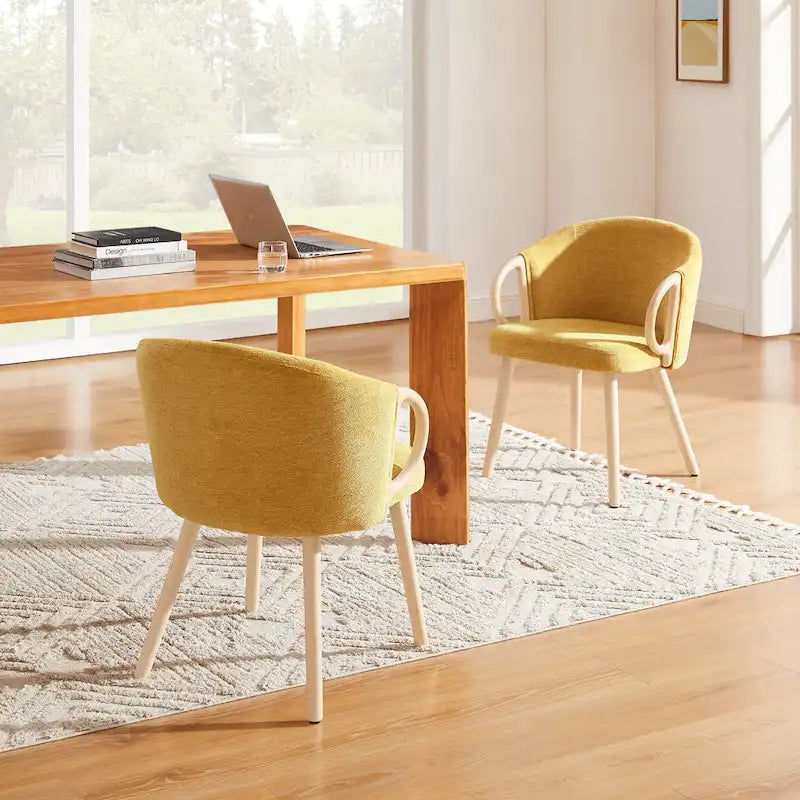 Chaise de salle à manger en bois avec accents en tissu moderne
