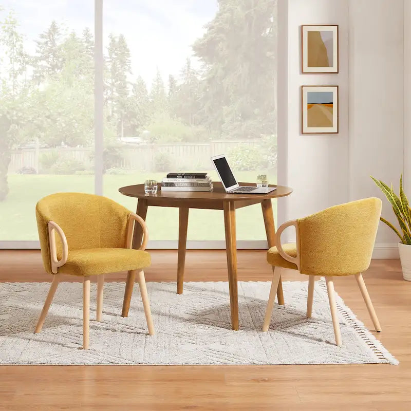 Chaise de salle à manger en bois avec accents en tissu moderne