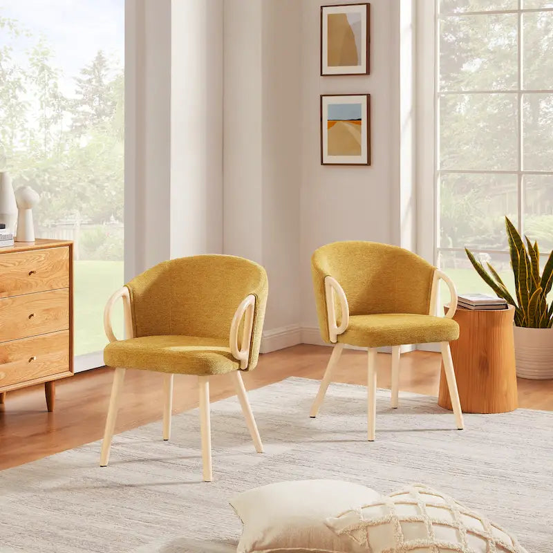 Chaise de salle à manger en bois avec accents en tissu moderne