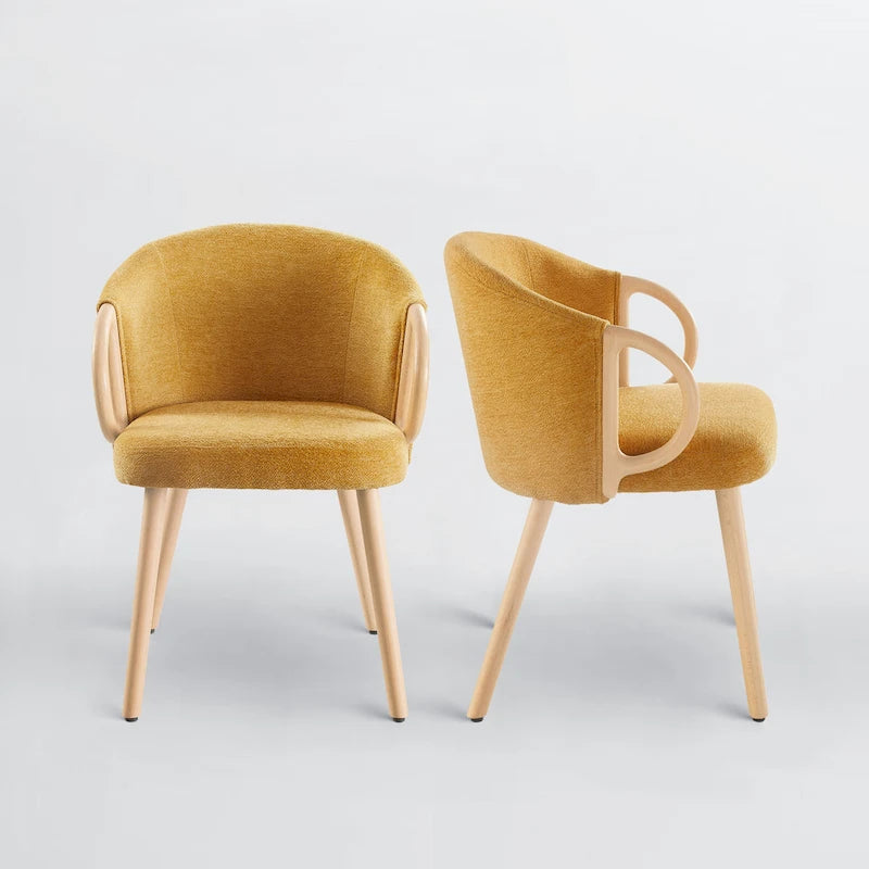 Chaise de salle à manger en bois avec accents en tissu moderne