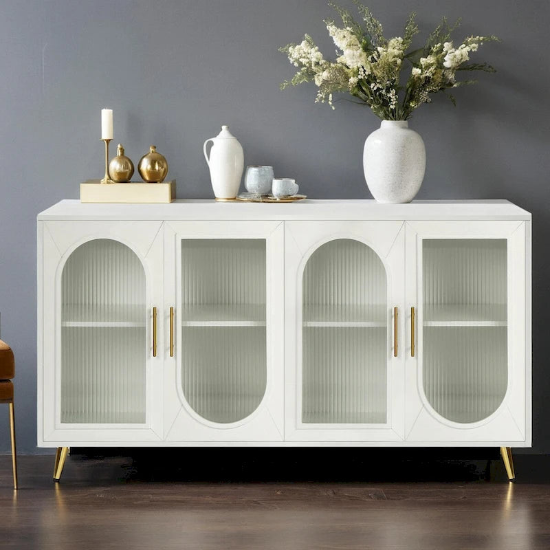 Meuble TV pour téléviseurs de plus de 65 pouces, meuble TV en bois avec placard de rangement et étagères réglables, console multimédia pour salon et chambre à coucher