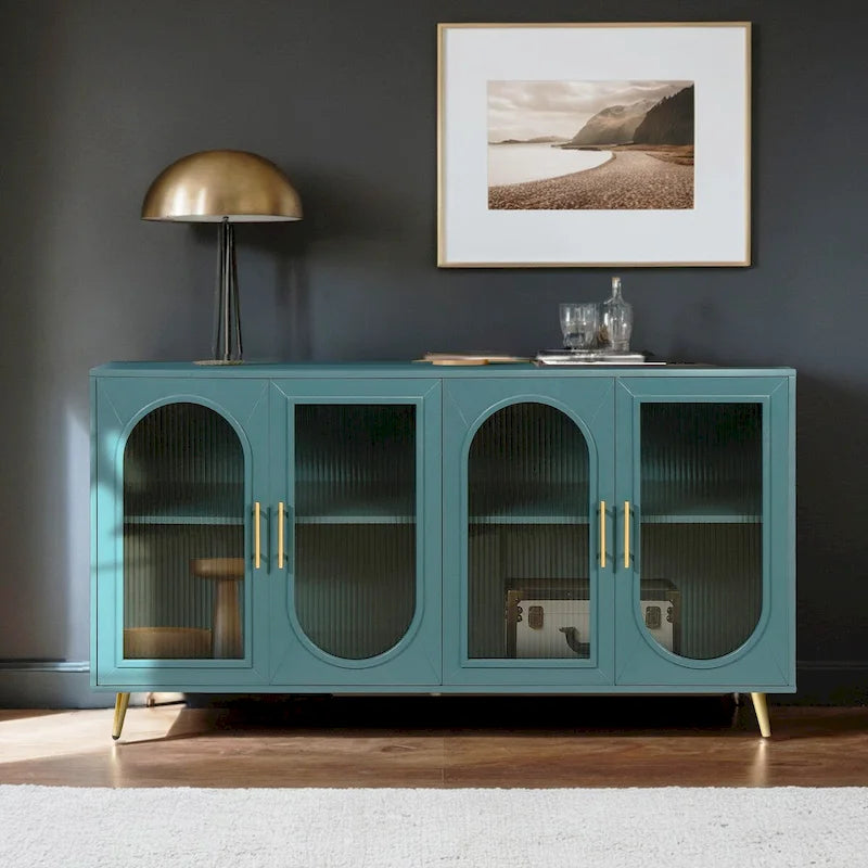 Meuble TV pour téléviseurs de plus de 65 pouces, meuble TV en bois avec placard de rangement et étagères réglables, console multimédia pour salon et chambre à coucher