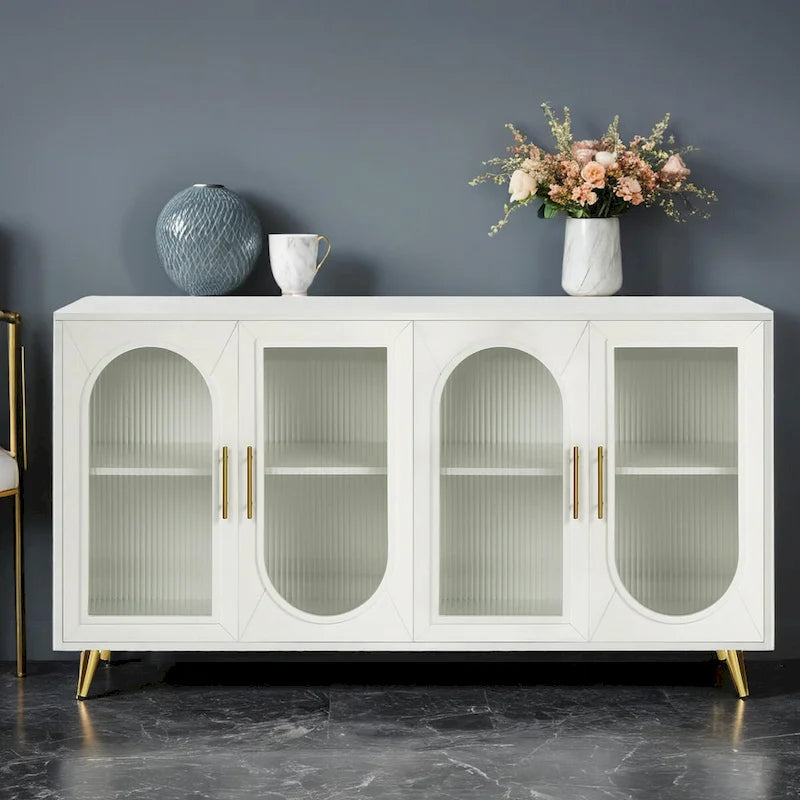 Meuble TV pour téléviseurs de plus de 65 pouces, meuble TV en bois avec placard de rangement et étagères réglables, console multimédia pour salon et chambre à coucher