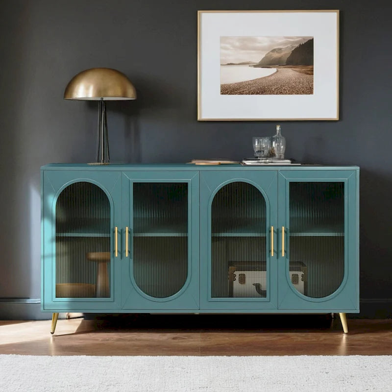 Meuble TV pour téléviseurs de plus de 65 pouces, meuble TV en bois avec placard de rangement et étagères réglables, console multimédia pour salon et chambre à coucher