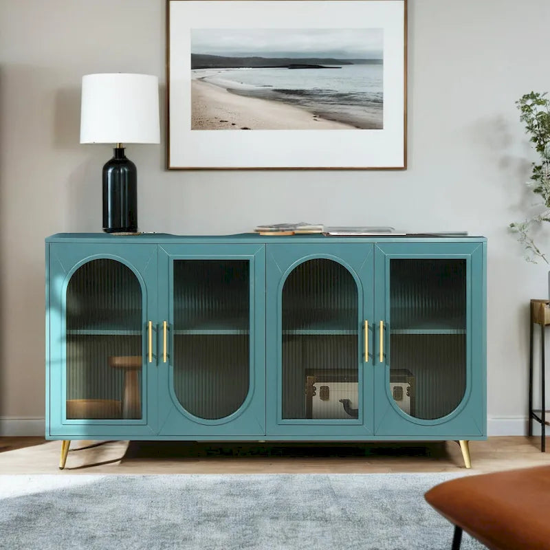 Meuble TV pour téléviseurs de plus de 65 pouces, meuble TV en bois avec placard de rangement et étagères réglables, console multimédia pour salon et chambre à coucher