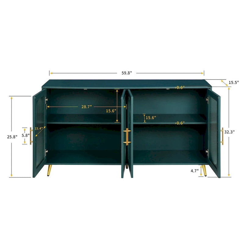 Meuble TV pour téléviseurs de plus de 65 pouces, meuble TV en bois avec placard de rangement et étagères réglables, console multimédia pour salon et chambre à coucher