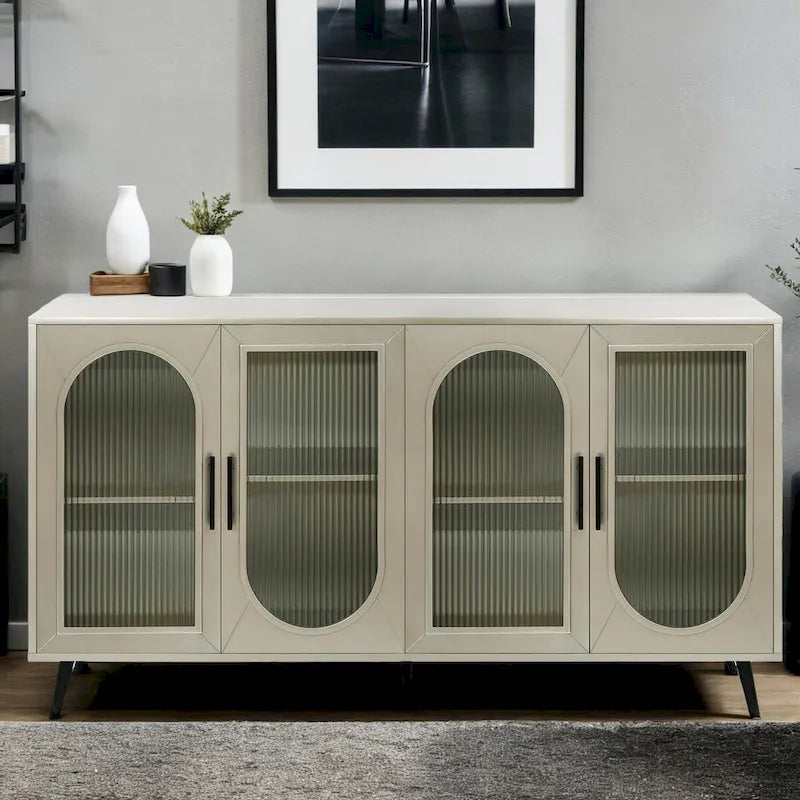 Meuble TV pour téléviseurs de plus de 65 pouces, meuble TV en bois avec placard de rangement et étagères réglables, console multimédia pour salon et chambre à coucher