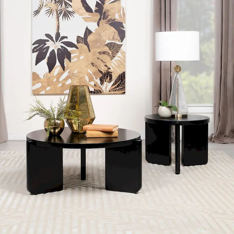 Table basse ronde noire